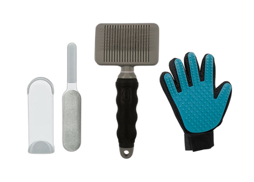 Fellpflege-Set – alle 3 Artikel: Bürste, Fusselbürste, Handschuh